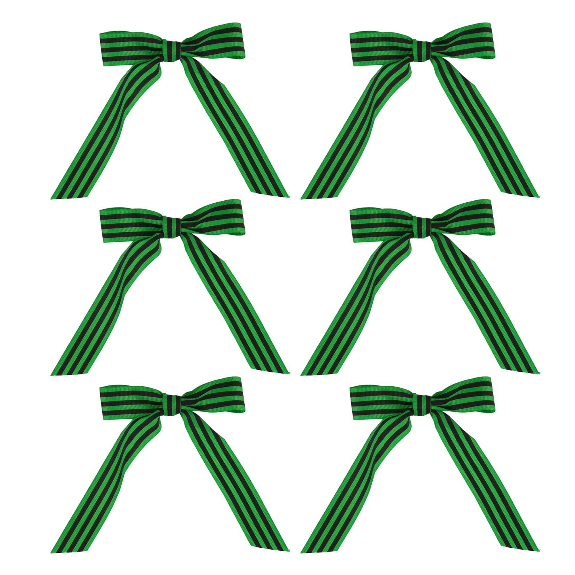 6" Green & Black Striped Bows, 6ct. by Celebrate It™
